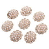10Pcs 20mm Round Flower Rhinestone Pink Pearl Buckle DIY Jewelry Accessories