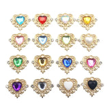 10Pcs 21*25MM Heart-Shaped Rhinestone Jewelry DIY Wedding Dress Box Decor