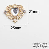 10Pcs 21*25MM Heart-Shaped Rhinestone Jewelry DIY Wedding Dress Box Decor