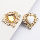 10Pcs 21*25MM Heart-Shaped Rhinestone Jewelry DIY Wedding Dress Box Decor