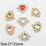 10Pcs 21*25MM Heart-Shaped Rhinestone Jewelry DIY Wedding Dress Box Decor