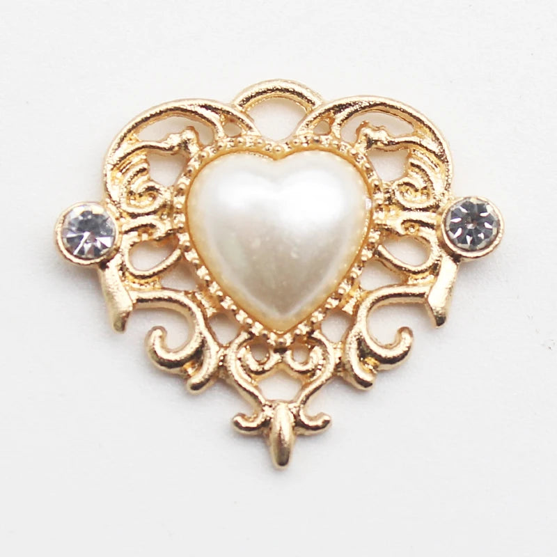 10Pcs 21*25MM Heart-Shaped Rhinestone Jewelry DIY Wedding Dress Box Decor