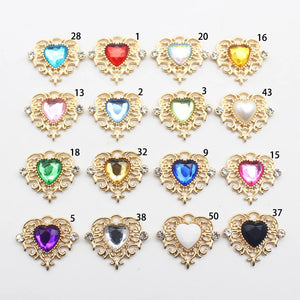 10Pcs 21*25MM Heart-Shaped Rhinestone Jewelry DIY Wedding Dress Box Decor