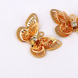 10Pcs Butterfly Charms Silver Rhinestone Insect DIY Jewelry Making
