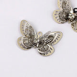 10Pcs Butterfly Charms Silver Rhinestone Insect DIY Jewelry Making