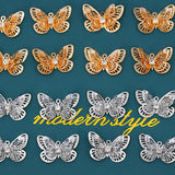 10Pcs Butterfly Charms Silver Rhinestone Insect DIY Jewelry Making
