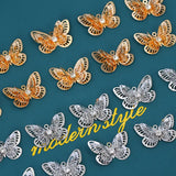 10Pcs Butterfly Charms Silver Rhinestone Insect DIY Jewelry Making