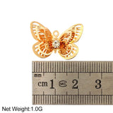 10Pcs Butterfly Charms Silver Rhinestone Insect DIY Jewelry Making