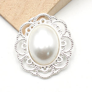 10Pcs Oval Retro Pearl Alloy Accessories for DIY Wedding Dress Headwear