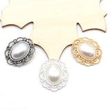 10Pcs Oval Retro Pearl Alloy Accessories for DIY Wedding Dress Headwear