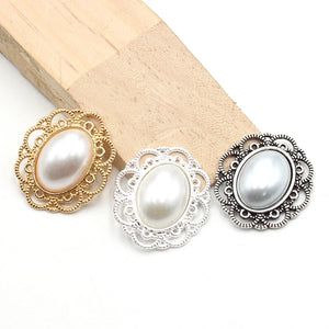 10Pcs Oval Retro Pearl Alloy Accessories for DIY Wedding Dress Headwear