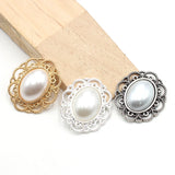 10Pcs Oval Retro Pearl Alloy Accessories for DIY Wedding Dress Headwear