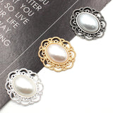 10Pcs Oval Retro Pearl Alloy Accessories for DIY Wedding Dress Headwear