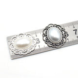 10Pcs Oval Retro Pearl Alloy Accessories for DIY Wedding Dress Headwear