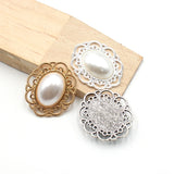10Pcs Oval Retro Pearl Alloy Accessories for DIY Wedding Dress Headwear