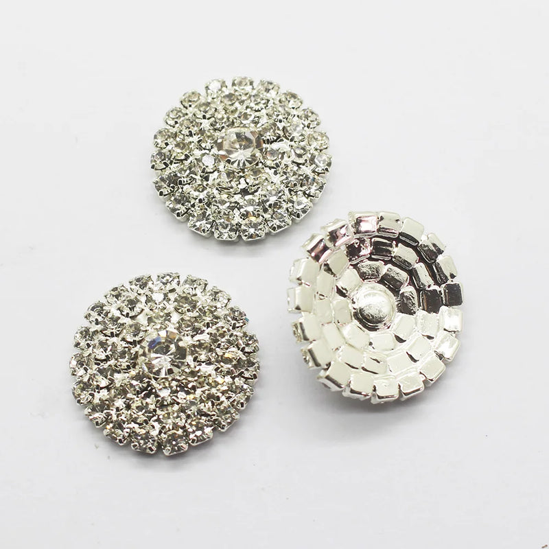 10Pcs 25mm Crystal Rhinestone Sewing Decoration Silver/Gold Metal Shank