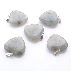 10Pcs 25mm Labradoirte Heart Pendants for Earrings Jewelry Making