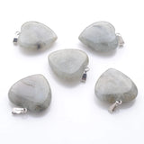 10Pcs 25mm Labradoirte Heart Pendants for Earrings Jewelry Making
