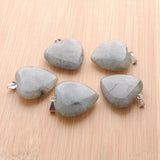 10Pcs 25mm Labradoirte Heart Pendants for Earrings Jewelry Making
