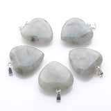 10Pcs 25mm Labradoirte Heart Pendants for Earrings Jewelry Making