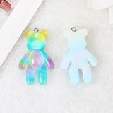 10Pcs 28*45MM Gradient Bear Charms Resin Jewelry Findings