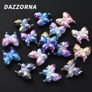 10Pcs Gradient Butterfly Spacer Beads for DIY Jewelry Making