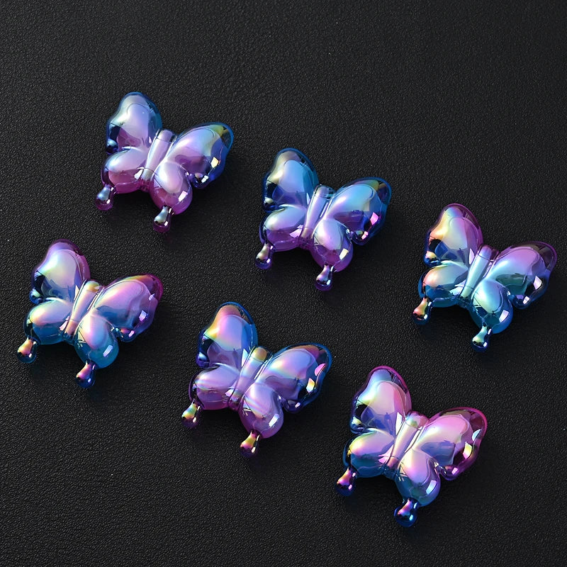 10Pcs Gradient Butterfly Spacer Beads for DIY Jewelry Making