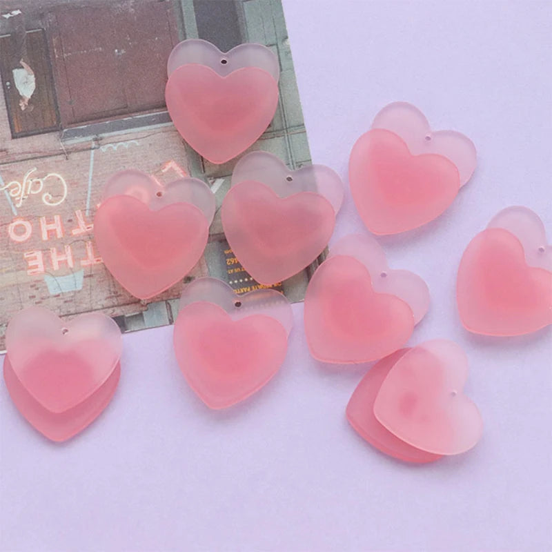 10Pcs Pink Double Heart Charms 3.4*2.9CM DIY Jewelry Accessories