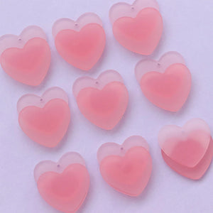 10Pcs Pink Double Heart Charms 3.4*2.9CM DIY Jewelry Accessories