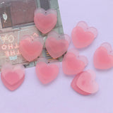 10Pcs Pink Double Heart Charms 3.4*2.9CM DIY Jewelry Accessories