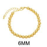 10Pcs Minimalist Copper Beaded Bracelet 3 5 6 8mm Plated Beads Chain Bracelets