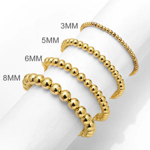 10Pcs Minimalist Copper Beaded Bracelet 3 5 6 8mm Plated Beads Chain Bracelets