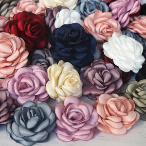 10Pcs 3.5CM Satin Small Rose Fabric Artificial Flower DIY Headwear Accessories