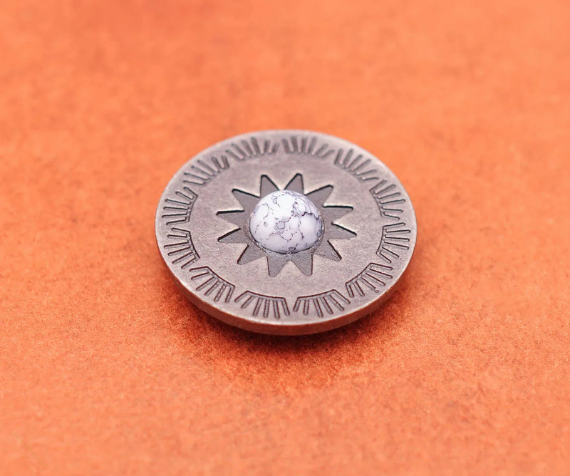 10Pcs 30mm Antique Silver Sun Totem Flower Concho Screwback