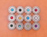 10Pcs 30mm Antique Silver Sun Totem Flower Concho Screwback
