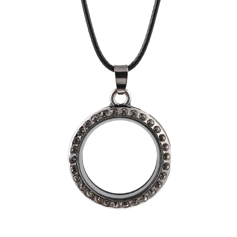 10Pcs 30mm Mixed Glass Memory Locket Pendant Necklaces for Women