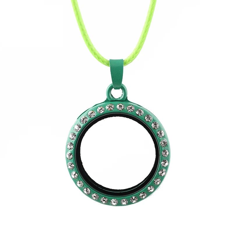 10Pcs 30mm Mixed Glass Memory Locket Pendant Necklaces for Women