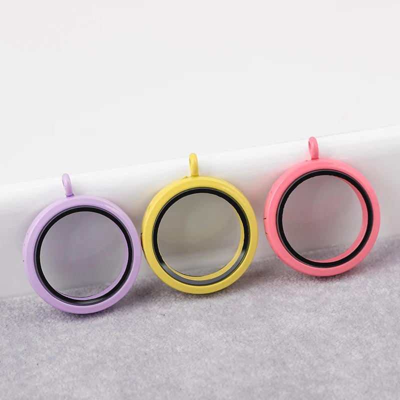 10Pcs 30mm Round Floating Charms Glass Locket Pendant Gift Jewelry