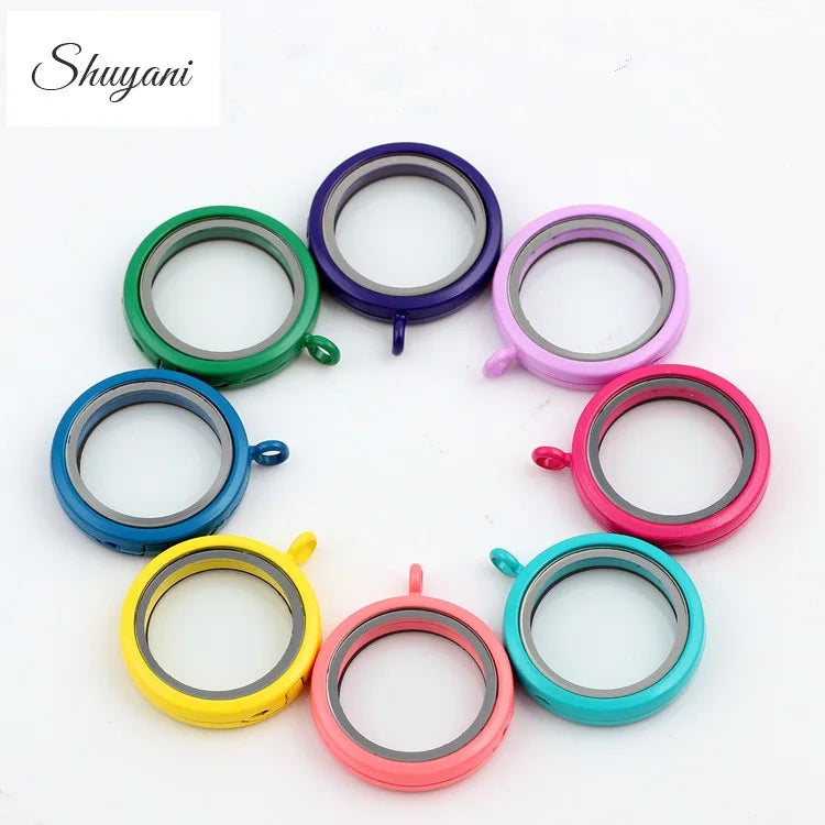 10Pcs 30mm Round Floating Charms Glass Locket Pendant Gift Jewelry