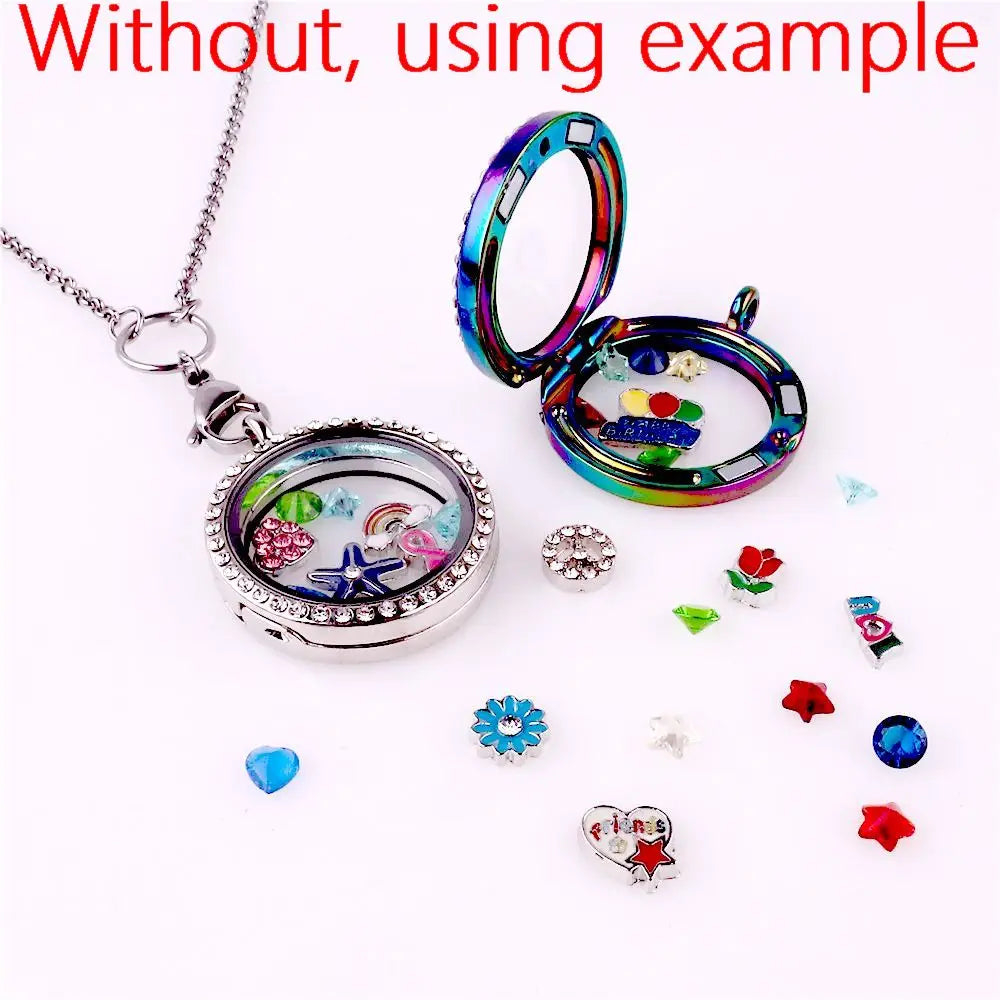 10Pcs 30mm Round Floating Charms Glass Locket Pendant Gift Jewelry