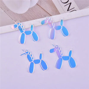 10Pcs Balloon Dog Acrylic Charms Pendant for DIY Jewelry Making