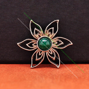 10Pcs 35*30mm Silver Big Flower Green Bead Concho Button Screwback