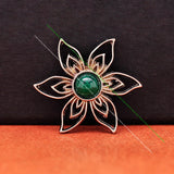 10Pcs 35*30mm Silver Big Flower Green Bead Concho Button Screwback