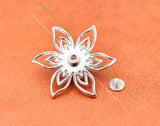 10Pcs 35*30mm Silver Big Flower Green Bead Concho Button Screwback