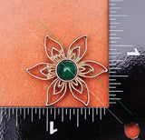 10Pcs 35*30mm Silver Big Flower Green Bead Concho Button Screwback