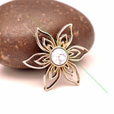 10Pcs 35*30mm Silver Big Flower Green Bead Concho Button Screwback