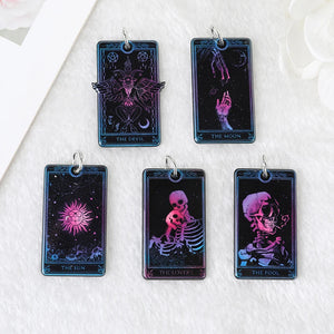 10Pcs Tarot Card Charms Acrylic Sun Moon DIY Jewelry Accessories