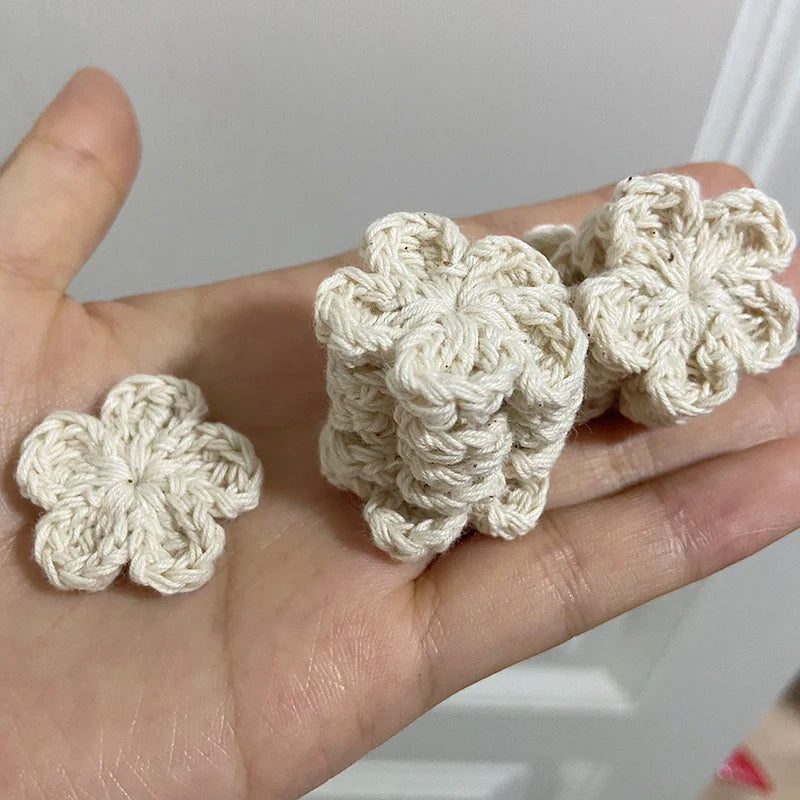 10Pcs Knitting Wool Flower Applique DIY Clothes Hat Sewing Supplies Patches