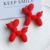 10Pcs 3D Flocking Balloon Dog Resin Charms Jewelry DIY Pendants
