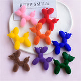 10Pcs 3D Flocking Balloon Dog Resin Charms Jewelry DIY Pendants